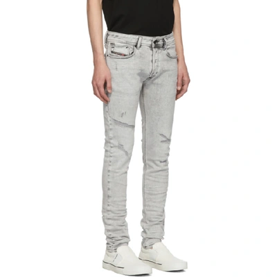 Shop Diesel Grey Sleenker-x Jeans In Black / Denim