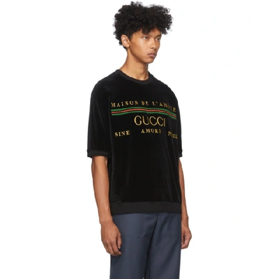 Shop Gucci Black Embroidered Chenille T-shirt In 1082 Blkmul