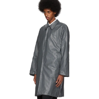 Shop Dries Van Noten Grey Coated Cotton Coat