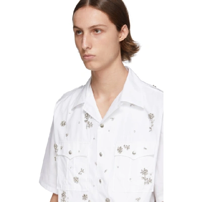 Shop Prada White Crystal Bowling Shirt In Bianco