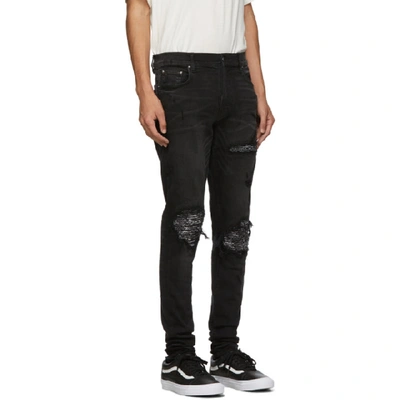 Amiri Mx1 Distressed Bandana Detail Slim Fit Jeans In Black | ModeSens