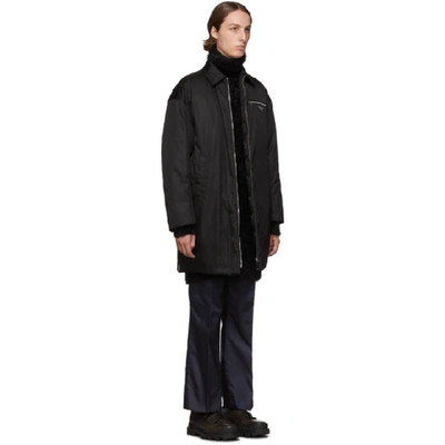 Shop Prada Black Down Nylon Gabardine Coat In Black Fill: 90% White Goose Down, 10% Feathers.