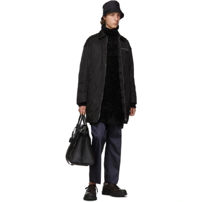 Shop Prada Black Down Nylon Gabardine Coat In Black Fill: 90% White Goose Down, 10% Feathers.