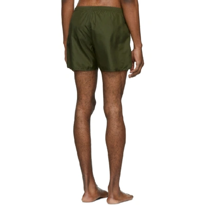 Shop Neil Barrett Green Palm Tree Swim Shorts In 2122.blk.rd