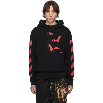 Shop Off-white Blackand Red Diag Bats Slim Hoodie In Blk Red
