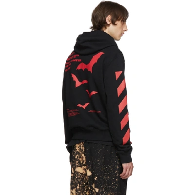 Shop Off-white Blackand Red Diag Bats Slim Hoodie In Blk Red