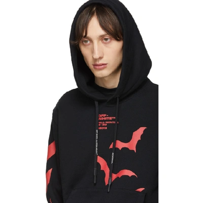 Shop Off-white Blackand Red Diag Bats Slim Hoodie In Blk Red
