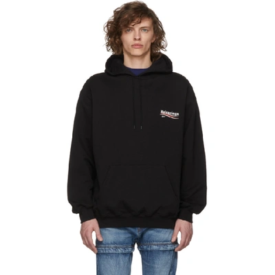 Shop Balenciaga Black Campaign Logo Hoodie In 1000 Black