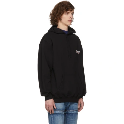 Shop Balenciaga Black Campaign Logo Hoodie In 1000 Black