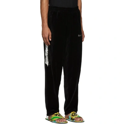 Shop Doublet Black Lined Chaos Embroidery Lounge Pants