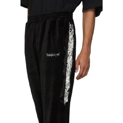 Shop Doublet Black Lined Chaos Embroidery Lounge Pants