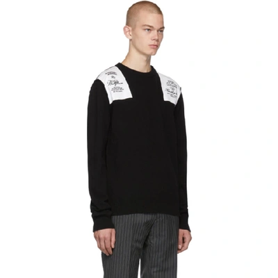 Shop Raf Simons Black Embroidered Shoulder Patch Sweater In 00099 Black