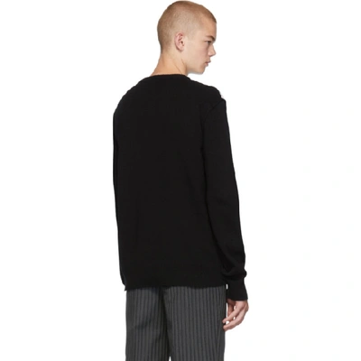 Shop Raf Simons Black Embroidered Shoulder Patch Sweater In 00099 Black