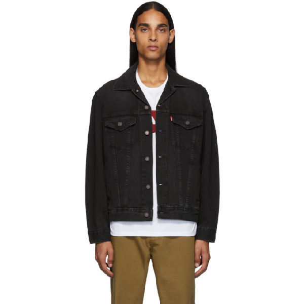 levi's berk denim trucker jacket in black