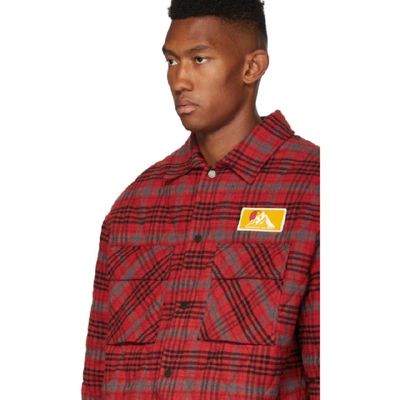 Shop Off-white Red Check Flannel Over Shirt Jacket In 2000 Redno