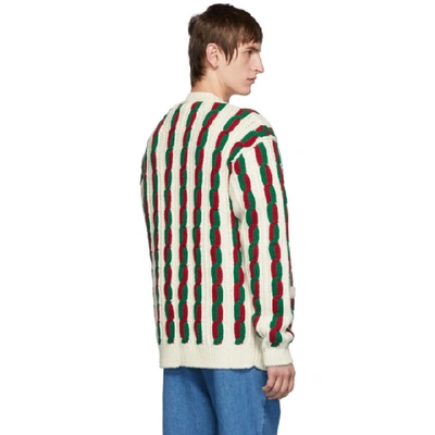 Shop Gucci Off-white And Red Wool Cardigan In 9134 Milkgr