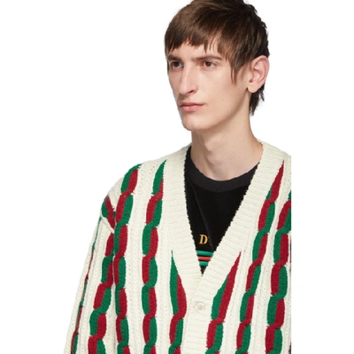 Shop Gucci Off-white And Red Wool Cardigan In 9134 Milkgr