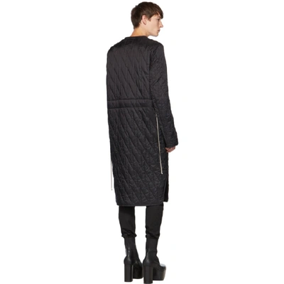 Shop Rick Owens Black Long Quilted Liner Coat In 09 - Blk