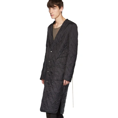 Shop Rick Owens Black Long Quilted Liner Coat In 09 - Blk