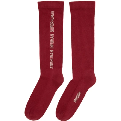 Shop Rick Owens Drkshdw Red Subhuman Socks In 0321 Cherry