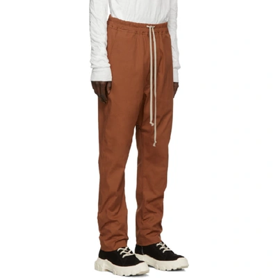 Shop Rick Owens Brown Drawstring Long Trousers In 173 Rust