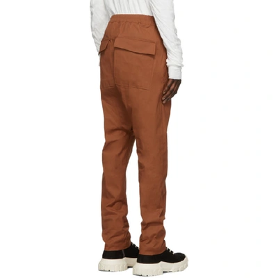 Shop Rick Owens Brown Drawstring Long Trousers In 173 Rust