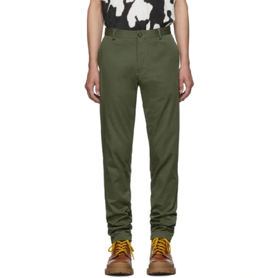 Shop Burberry Green Shibden Chino Trousers In Military Gr