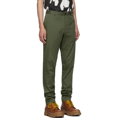 Shop Burberry Green Shibden Chino Trousers In Military Gr