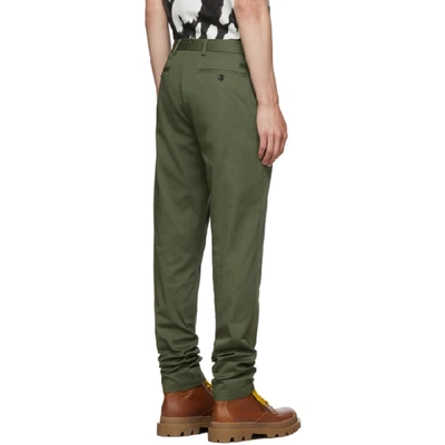 Shop Burberry Green Shibden Chino Trousers In Military Gr