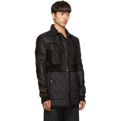 Shop Rick Owens Black Leather Babel Liner Jacket In 09 Black