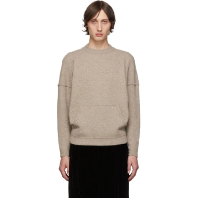 Shop Giorgio Armani Tan Cashmere And Silk Kangaroo Pocket Sweater In Brown