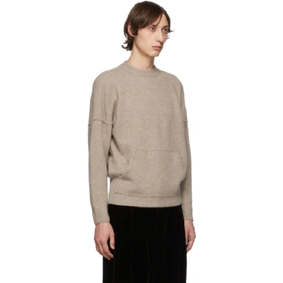 Shop Giorgio Armani Tan Cashmere And Silk Kangaroo Pocket Sweater In Brown