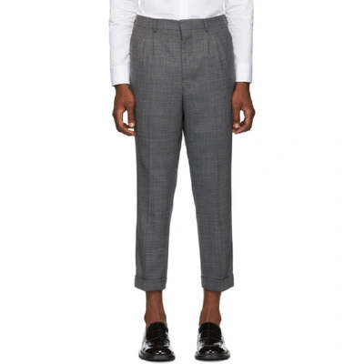 Shop Ami Alexandre Mattiussi Black And Grey Pleated Carrot Trousers In 002 Blkgry