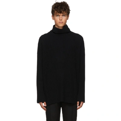 Shop Ann Demeulemeester Black Knitted Turtleneck In Alison Blac