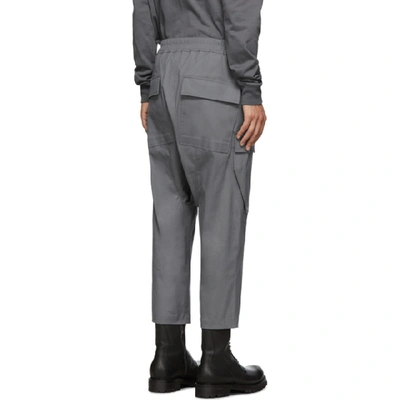 Shop Rick Owens Grey Drawstring Cargo Pants