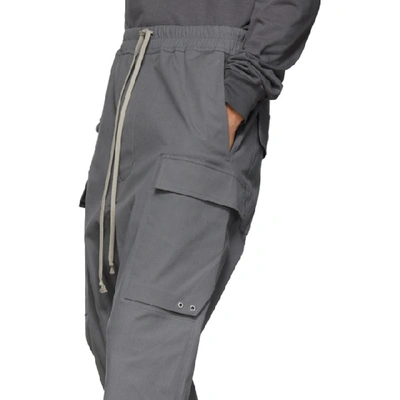 Shop Rick Owens Grey Drawstring Cargo Pants