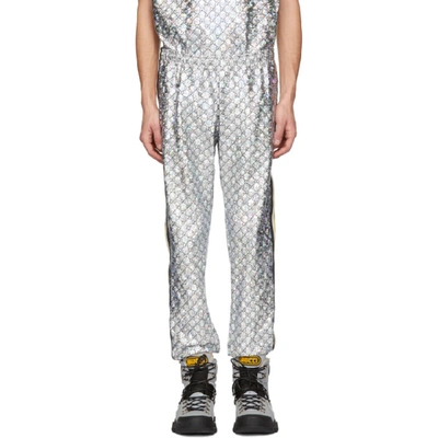 Shop Gucci Black And Silver Gg Printed Lounge Pants In 1092 Silver