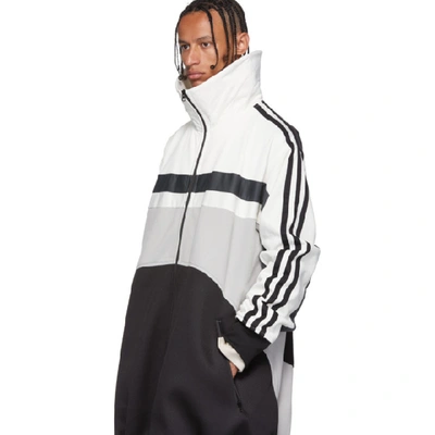 Shop Y-3 White And Grey Oversize Varsity Track Jacket In Wfwhtgreybl