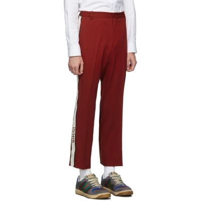 Shop Gucci Red  Band Trousers In 6102 Red