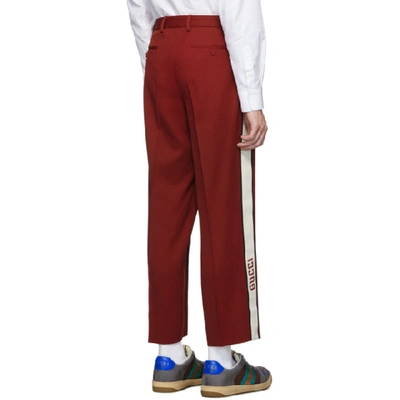 Shop Gucci Red  Band Trousers In 6102 Red