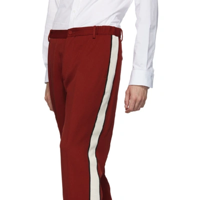 Shop Gucci Red  Band Trousers In 6102 Red