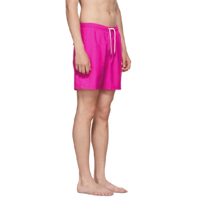 Shop Solid & Striped Solid And Striped Pink Classic Swim Shorts In Neon Pink