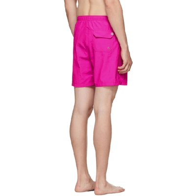 Shop Solid & Striped Solid And Striped Pink Classic Swim Shorts In Neon Pink
