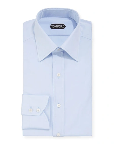 Shop Tom Ford Men's Solid Poplin Dress Shirt In Blue