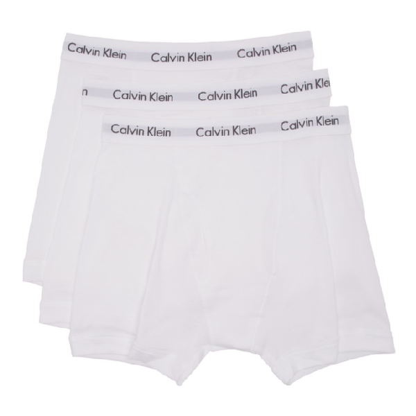 Calvin Klein Underwear Three-pack White Cotton Boxer Briefs In 100 ...