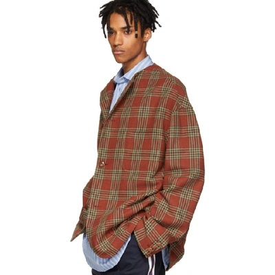 Shop Gucci Red Check Wool Jacket In 6275 Red
