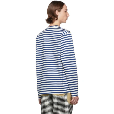 Shop Junya Watanabe Blue And White Striped Long Sleeve T-shirt In 1 Bluwht