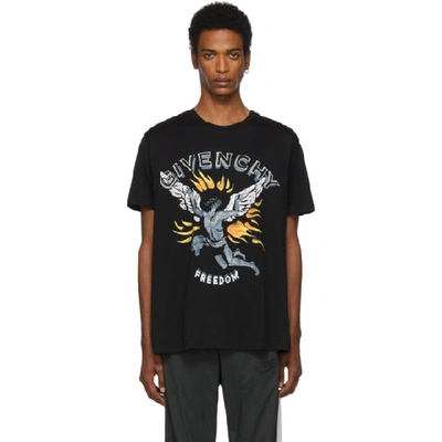 Shop Givenchy Black Freedom Icarus Regular Fit T-shirt In 001 Black