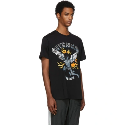 Shop Givenchy Black Freedom Icarus Regular Fit T-shirt In 001 Black