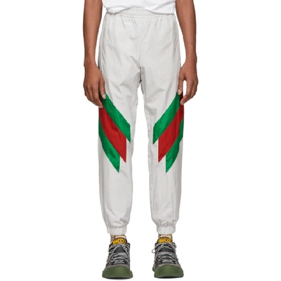 Shop Gucci Off-white Intarsia Web Lounge Pants In 9146ivgrnrd